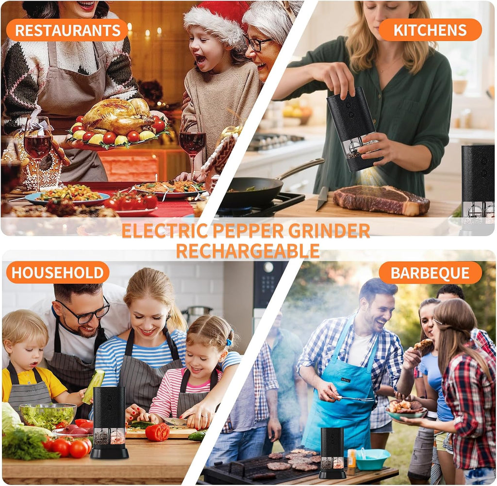 Dual-Chamber Electric Salt & Pepper Grinder — 2-In-1 Rechargeable Mill with LED Light
